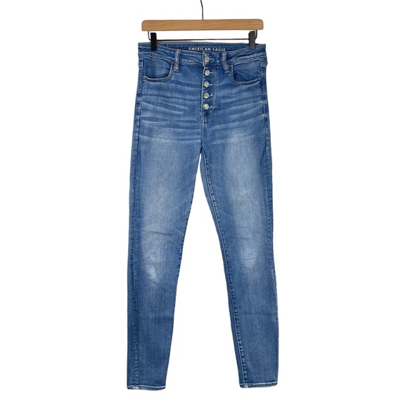 American Eagle Outfitters Denim - American Eagle Super Hi Rise Jegging 10 LONG Button Fly Stretch Denim Jeans Blue